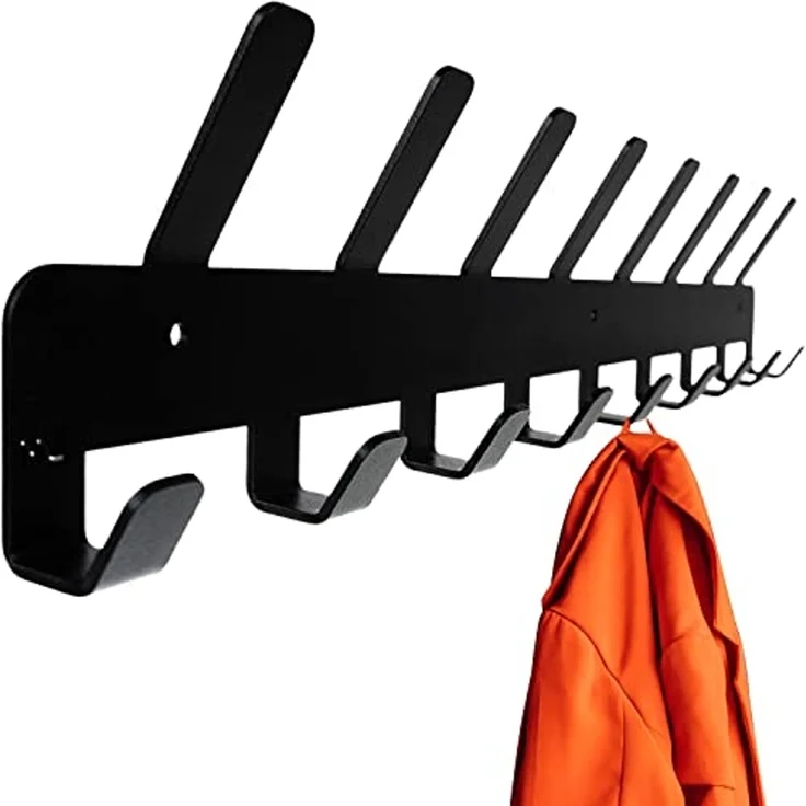 ISO TRADE Garderobenleiste Hakenleiste Kleiderhaken Wandhalter (Spar-Set, 1 St, 48cm mit 17 Haken), Kleiderbügel einfach an der Wand befestigen – Bild 1