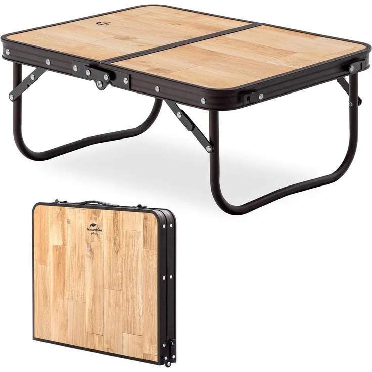 Naturehike Campingtisch Klappbar Klapptisch höhenverstellbar MDF Tisch mit Tragetasche für Outdoor Camping, Garten, Reisen, Multifunktionstisch 53 x 40 x 23 cm - klein Holz