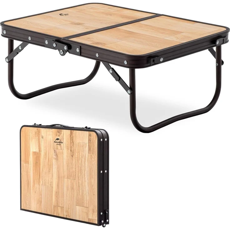 Naturehike Campingtisch Klappbar Klapptisch höhenverstellbar MDF Tisch mit Tragetasche für Outdoor Camping, Garten, Reisen, Multifunktionstisch 53 x 40 x 23 cm - klein Holz