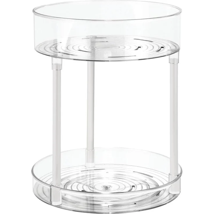 mDesign Regal Organizer Ablage Aufbewahrung drehbar 2 Etagen transparent / weiß – Bild 1