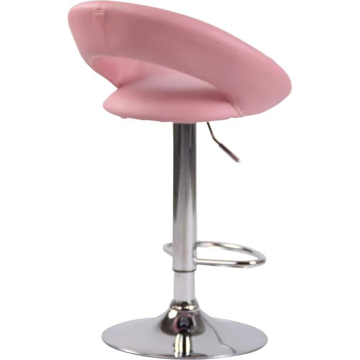 2er Set Barhocker MEKIM - Kunstleder Pink 53x47x80 cm Silber | Barstuhl Höhenverstellbar Mit Lehne Drehbar Tresenhocker Tresenstuhl Kneipenhocker – Bild 5