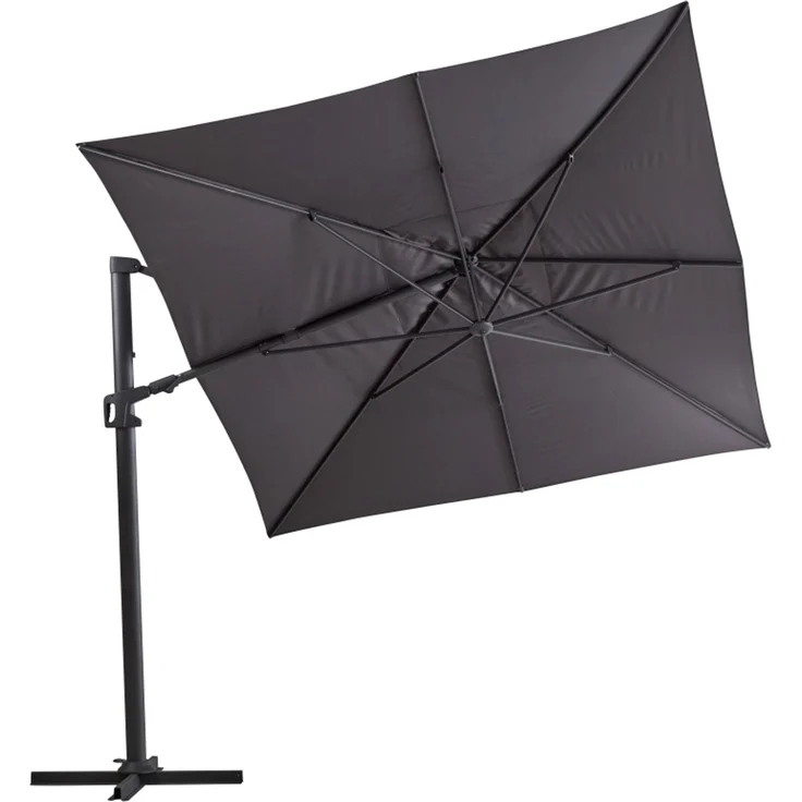 Sonnenschirm Vinovo, aus Aluminium und Polyester, rechteckig, anthrazit, neigbar mit winddichtem Kamin – Bild 2