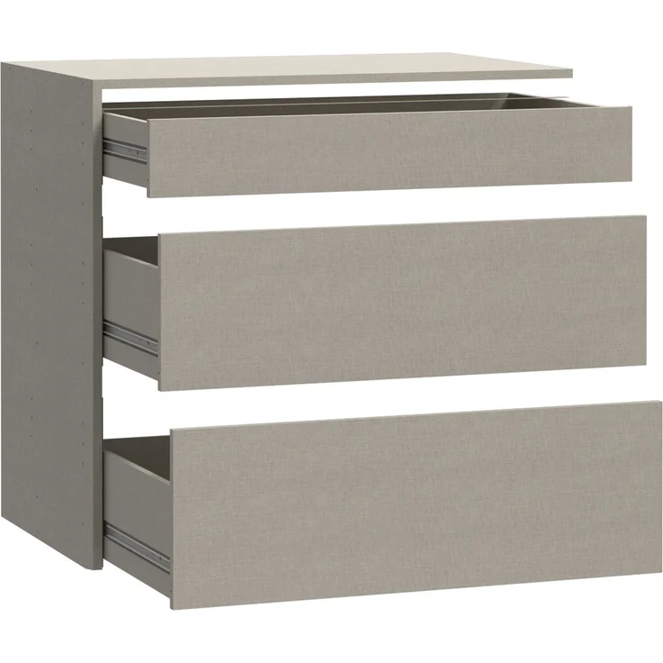 Forte SCHACH & MATT 2 Schubladenblock mit 3 Schubladen, Innenkommode für Kleiderschrank, Holzwerkstoff, Grau Textilnachbildung, 83,5 cm breit x 78,2 cm hoch x 52,7 cm tief – Bild 4