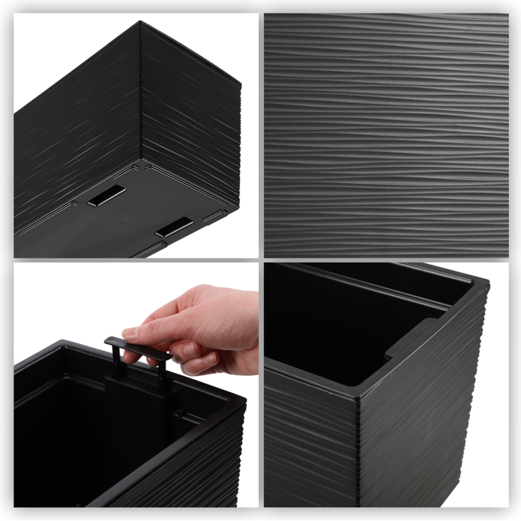 KADAX Blumentopf Balkonkasten + Einsatz 19x56cm Schwarz – Bild 4