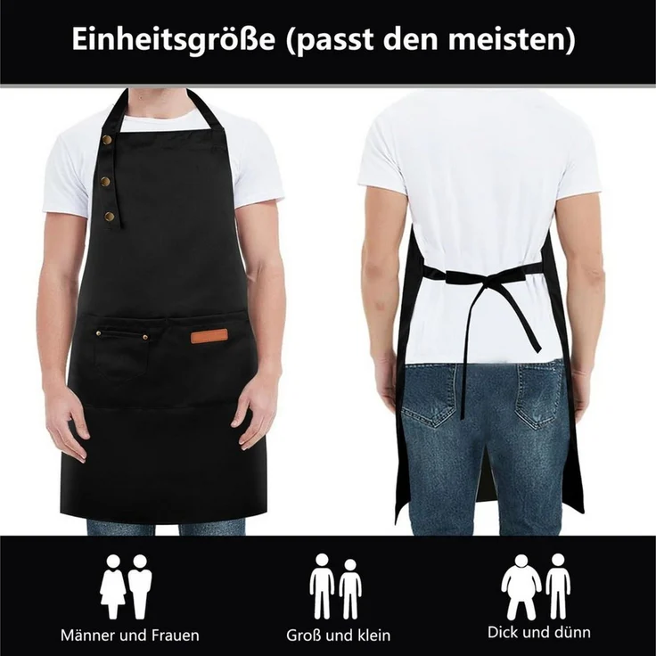 Agger Kochschürze für Damen und Herren mit verstellbaren Trägern und großen Taschen, (1-tlg), wasserdichte Kochschürze, ideal auch als Grillschürze – Bild 3