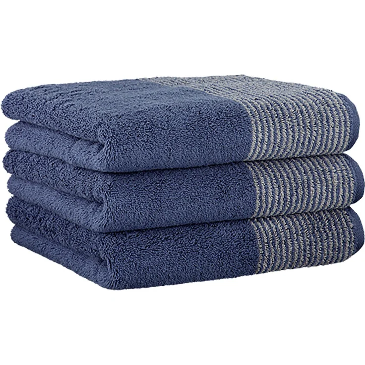 CAWÖ Handtuch, 3er Pack - Luxury Home, C Two-Tone, Walkfrottier Nachtblau 50x100cm – Bild 1