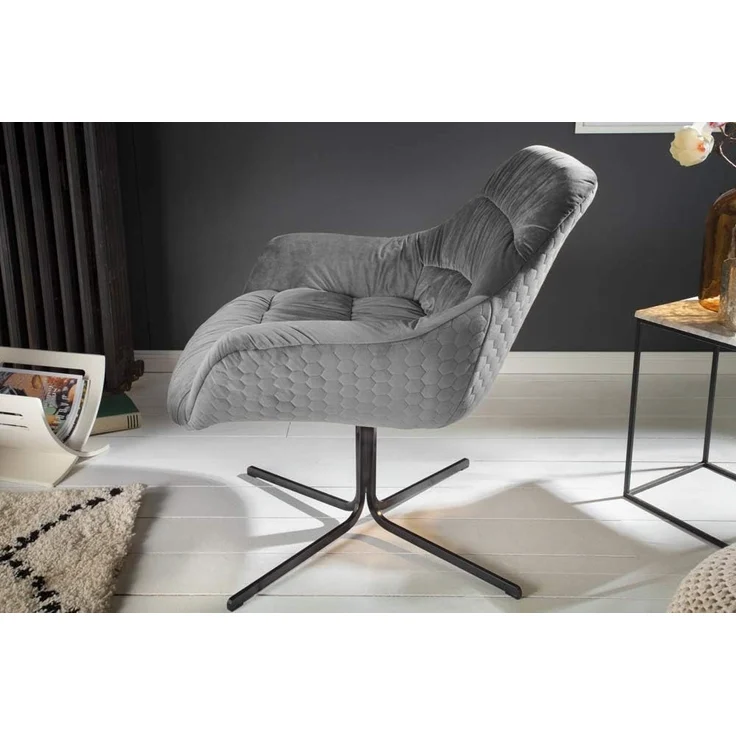riess-ambiente Sessel BIG DUTCH grau / schwarz, Wohnzimmer · Samt · 360° drehbar · Retro – Bild 4