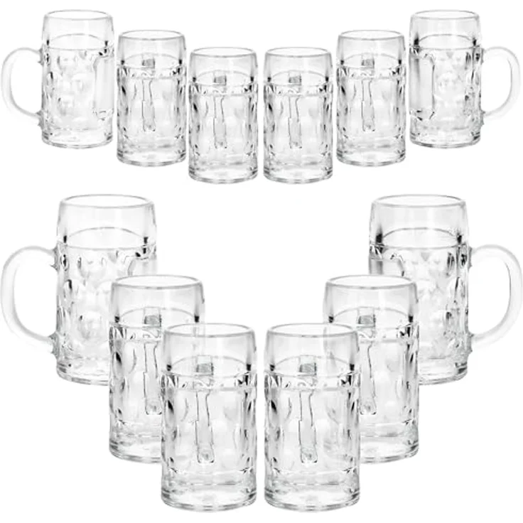 MamboCat Schnapsglas 12x Mini-Maßkrug Schnapsgläser 4cl geeicht Shot-Glas Stamper Henkel, Glas – Bild 2