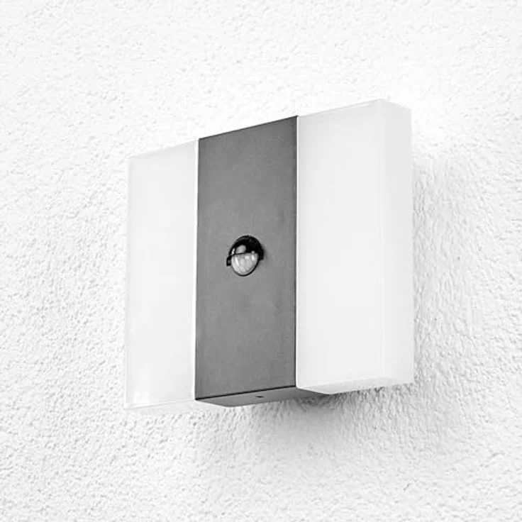 Lindby LED Wandleuchte außen mit Bewegungsmelder, IP44, modernes Design, warmweiß 3000K, 650 Lumen, Aluminium, 17x21x8,1 cm – Bild 3