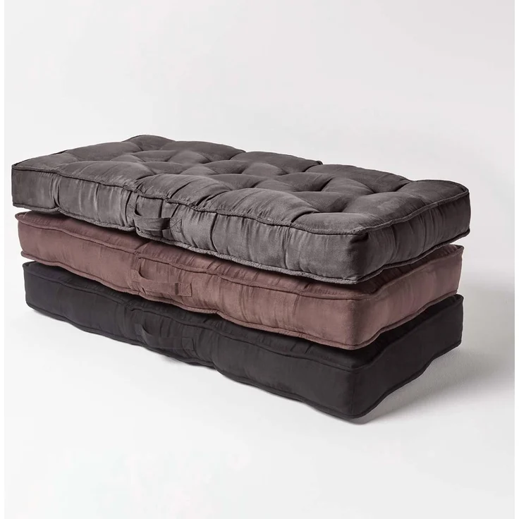 Homescapes Sitzkissen Sofa-Auflage 100 x 48 cm mit Veloursbezug – dickes Sitzkissen braun – Bild 7
