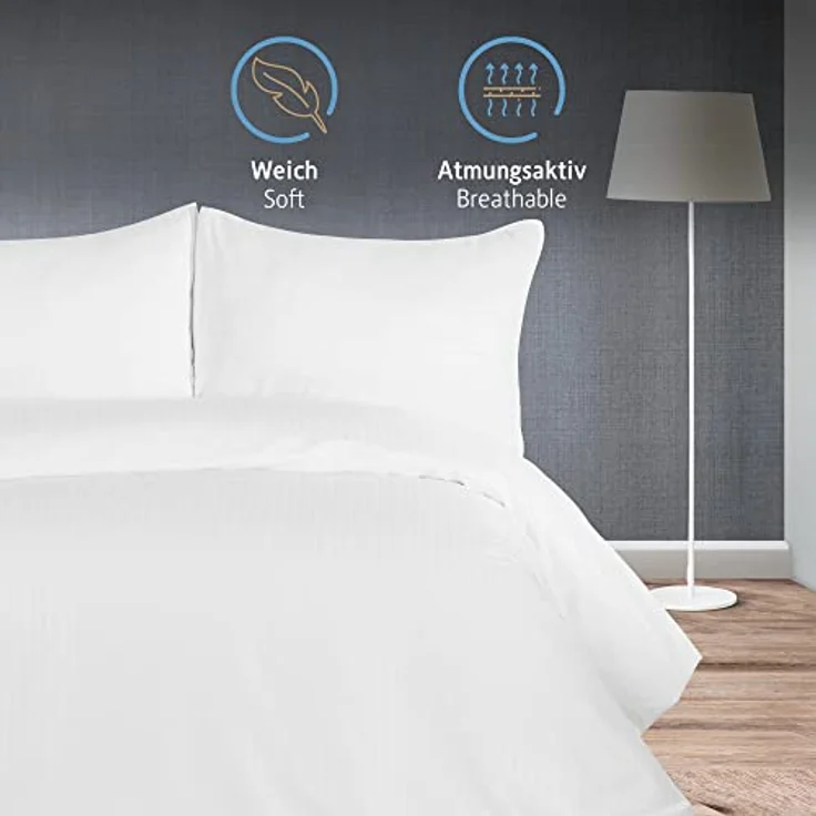 Komfortec Bettwäsche Deluxe, 2&3 Teilig, 140x200 cm, 155x220 cm, 200x200 cm oder 220x240 cm, 100 % Mikrofaser (120 g/m), 2 teilig, Bettwäsche-Sets mit Reißverschluss, Weich und Bügelfrei – Bild 4