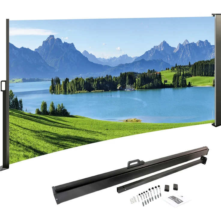 Seitenmarkise ausziehbar links, 160 cm hoch, Seitenrollo mit Fotodruck Berge – Bild 7