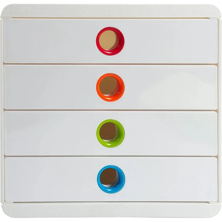 Exacompta Schubladenbox Pop-Box 314398D A4+ 4 Schübe weiß/harlekin