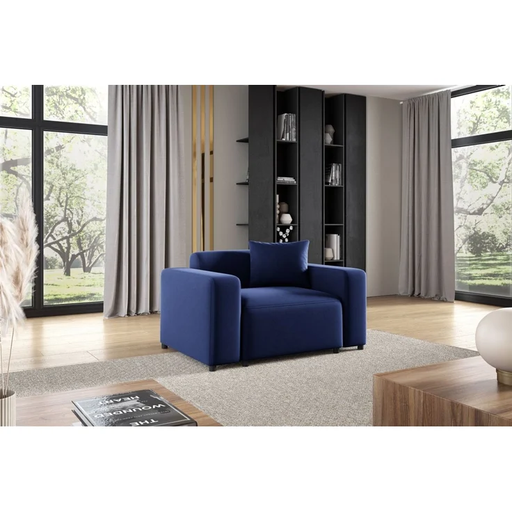 Sessel Designersessel MEGAN in Stoff Salvador Dunkelblau – Bild 1