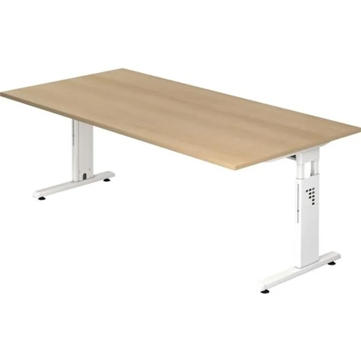 Schreibtisch OS2E C-Fuß 200x100cm Eiche Gestellfarbe: Weiß