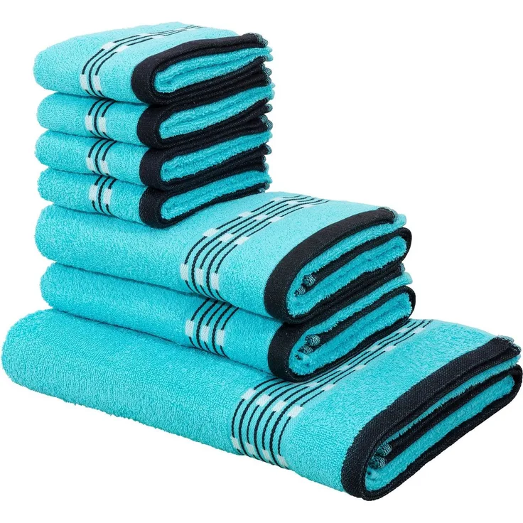 OTTO home Handtuch Set Jonnie, Walkfrottee (Set, 7-St), Handtücher aus 100% Baumwolle, Handtuchset mit gemusterter Bordüre