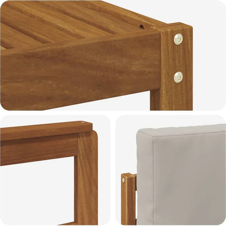 vidaXL Outdoor-Sofagarnitur 4 stk. 4-Sitzer Natur und Hellgrau 3366314 – Bild 5