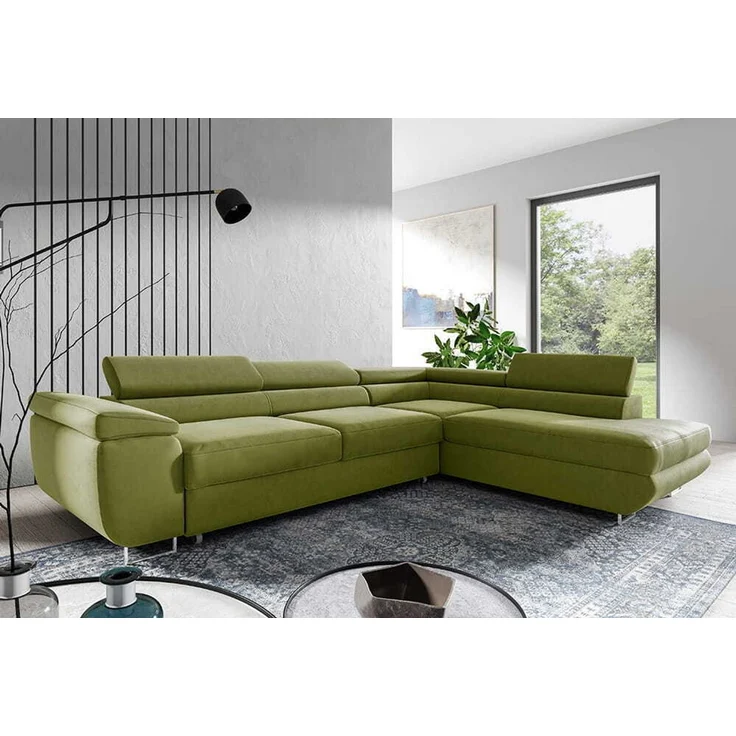 Ecksofa in L-Form AVESTA, L-förmige Eckcouch mit Schlaffunktion, ausziehbares Sofa, 1 Bettzeugbehälter, verstellbare Kopfstützen, (Kronos 17), 72x201 cm – Bild 2