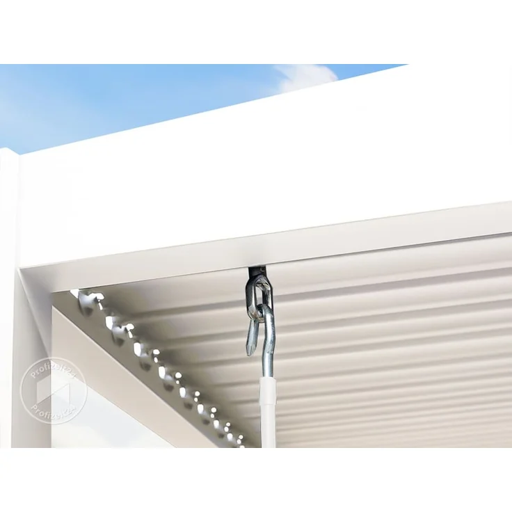 PRIMEYARD Pergola 4x4 m Aluminium-Pfosten mit Lamellendach aus Stahl weiße Terrassenüberdachung – Bild 7