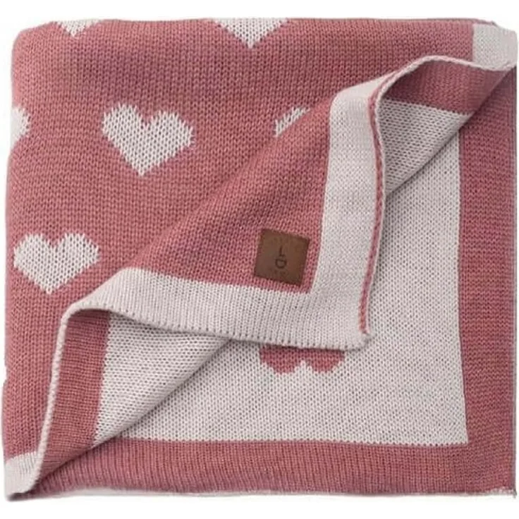 Babydecke Baby Strickdecke, Babydecke, Weich & Atmungsaktiv, 80x100cm Ros Herzen, Little Dedi