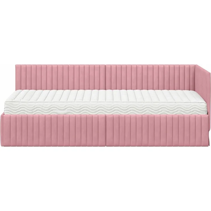 vidaXL Eckbettgestell mit Matratze mit Kopfteil 2 pcs Grau Samt 3393801 – Bild 5