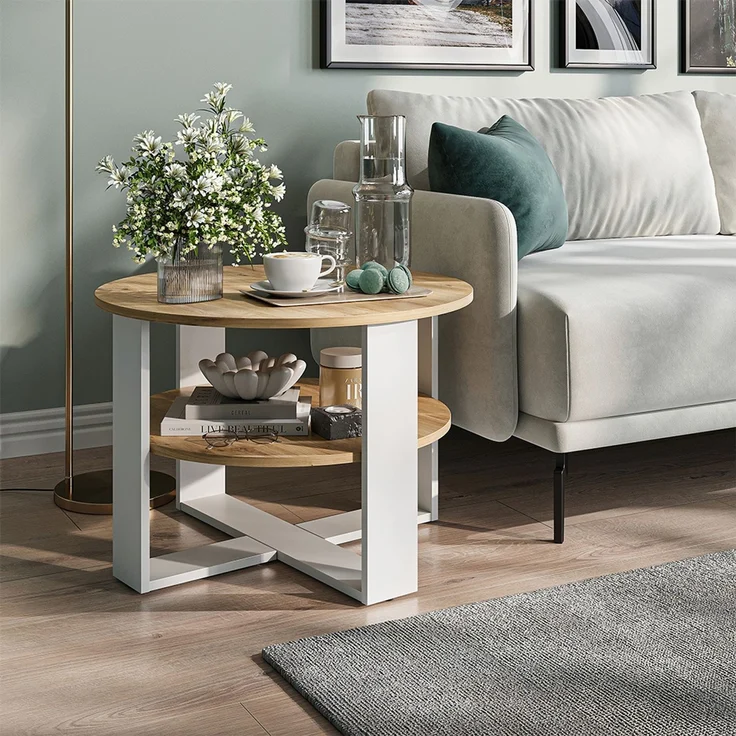 Couchtisch Romeo Weiß/Artisan-Eiche 68 x 68 cm Vicco – Bild 5