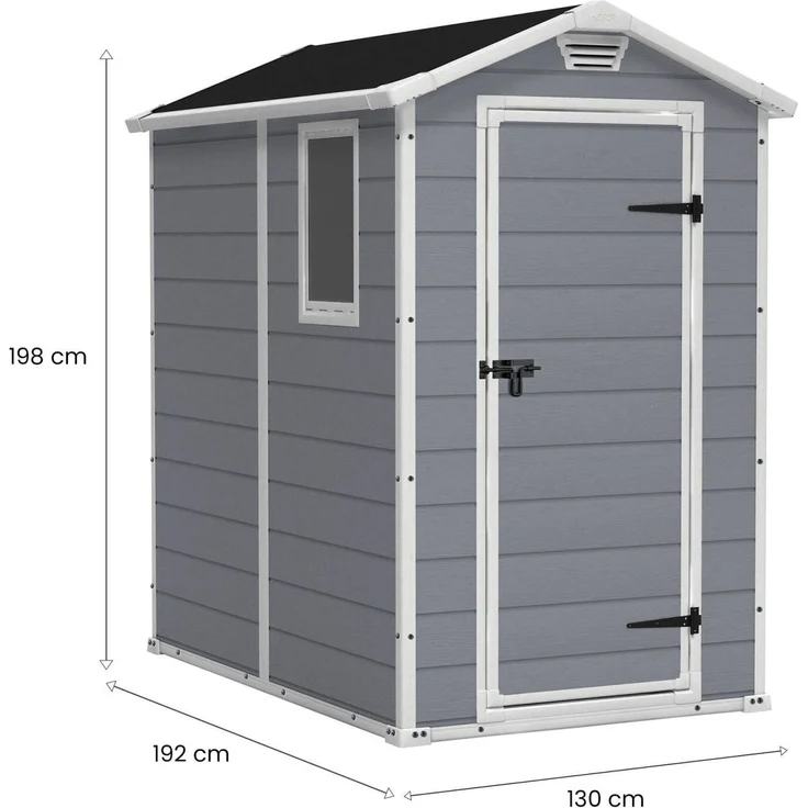 Dmora Gartenhaus Cranbrook, Gartenhütte, Gartenhaus, Werkzeugschuppen, 130x192 h198 cm, Grau – Bild 3