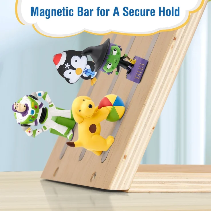 Todeco Tonie-Regal für Toniebox Hörfiguren, Magnetische Aufbewahrung für 70-80 Tonie, Wandregal und Schreibtischregal, Kinderregal für Mädchen & Jungen, Dreiecke – Bild 5
