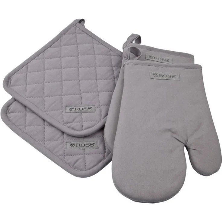 ROSS Topflappen Exclusiv, (Set, 4-tlg), 2x Topflappen und 2x Grillhandschuh, 100% Baumwolle – Bild 3
