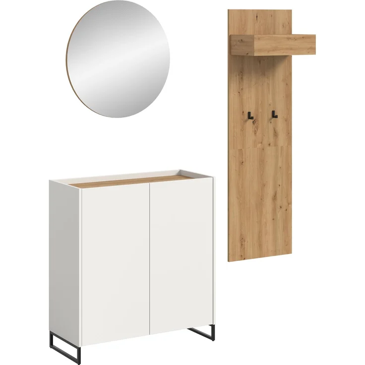 Garderobenkombination B/H/T: 197x175x32 cm in weiß Nachbildung und Artisan Oak Nachbildung – Bild 1