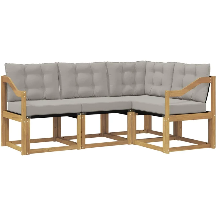 vidaXL Outdoor-Sofagarnitur 4 stk. 4-Sitzer Weiß und Hellgrau 3389437 – Bild 2