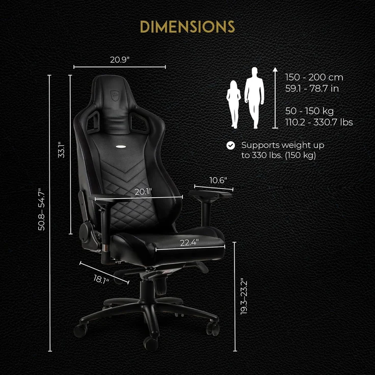 noblechairs Epic Gaming Stuhl - Bürostuhl - Schreibtischstuhl - PU-Kunstleder - Inklusive Kissen - Schwarz/Blau – Bild 2