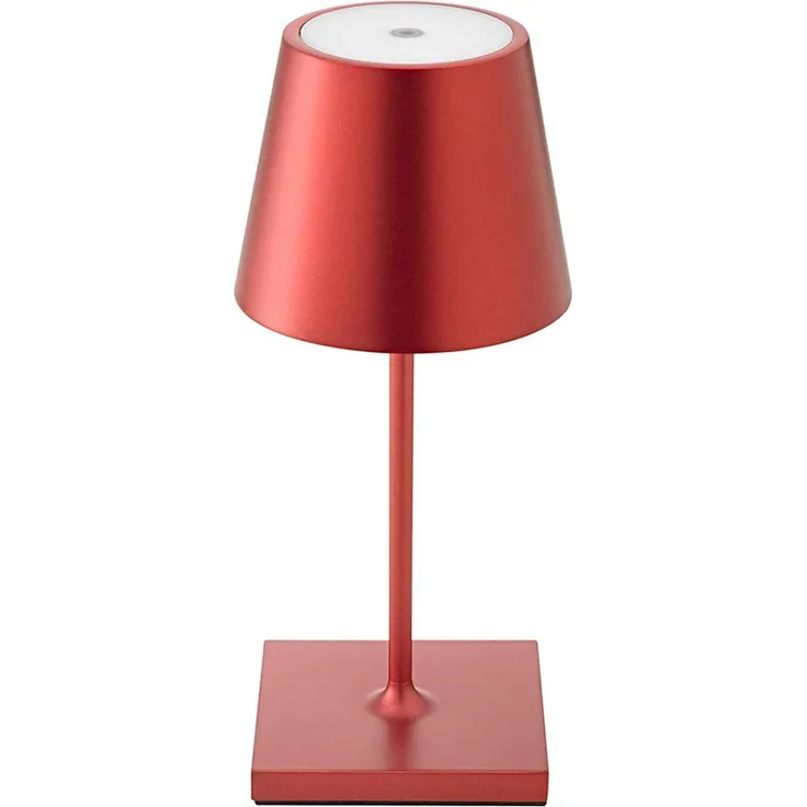 LED Tischleuchte, kirschrot, Aluminium, Touchdimmer, Akku, H 25 cm
