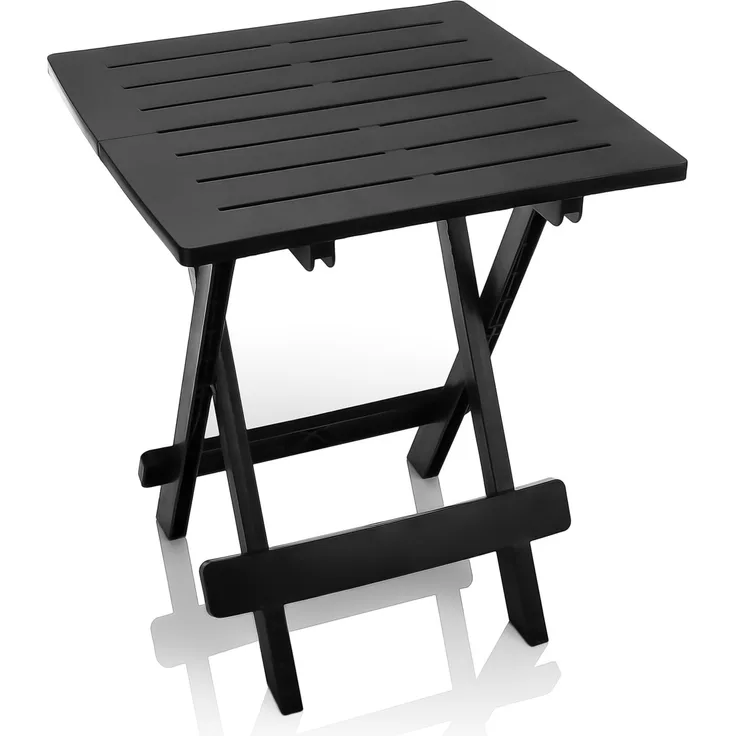 BigDean Klapptisch klein in Anthrazit aus Kunststoff LxBxH 45x43x50cm – wetterfester Campingtisch – Beistelltisch – Kleiner & Leichter Esstisch, Gartentisch und Balkontisch