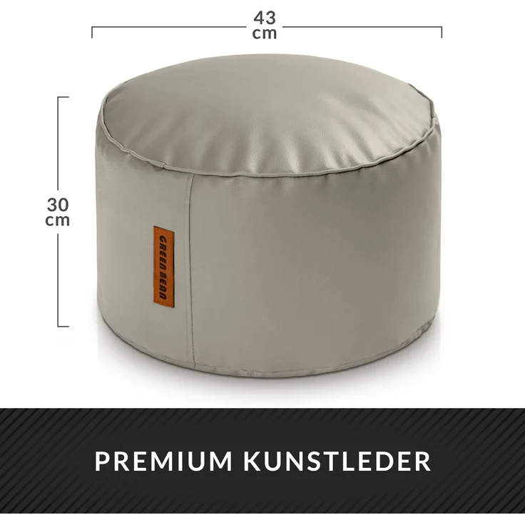 Green Bean® Sitzhocker aus Kunstleder - Pouf mit EPS Perlen Füllung - 43 x 30 cm - perfekte Ergänzung zum Sitzsack - Hellbraun-Grau – Bild 4