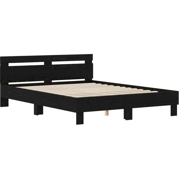 vidaXL Bettrahmen Schwarz Eichen-Optik 140 x 200 cm Holzwerkstoff 3417312 – Bild 3