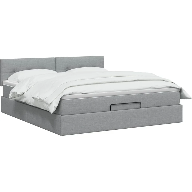 vidaXL Ottoman Bett mit Matratze Hellgrau 160 x 200 cm Stoff 3456337 – Bild 3