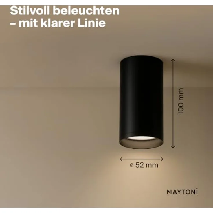 MAYTONI FOCUS S Deckenleuchte, GU10 Aluminiumlampe, Ø5 cm, schwarz, für Küche, Flur, Wohnzimmer oder Esszimmer – Bild 4