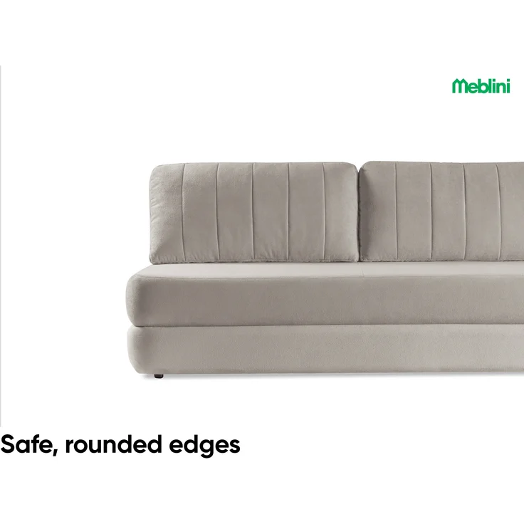 MEBLINI Sofa mit Schlaffunktion – ORBIS – 211x103x93cm – Beige Plüsch – Schlafcouch Ausziehbar - Schlafsofa mit Bettkasten - Sofabett - Couch mit Schlaffunktion – Klappsofa – Bild 3