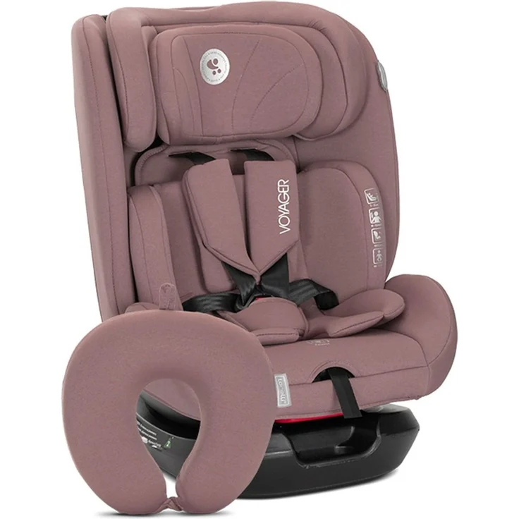 Lorelli Kindersitz Voyager i-Size (40-150 cm) Nackenkissen, Kopfstütze, Gurt rosa – Bild 1