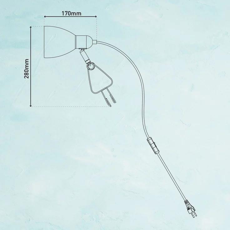 Klemmleuchte Bett Nachttischlampe Klemmlampe mit Stecker Kabel Silber 3194959 – Bild 7