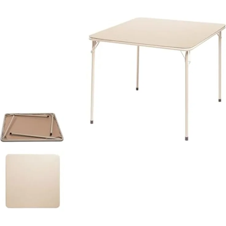FurnitureR Gastronomie Klapptisch 86×86×71 cm, robuster PVC-Tisch mit stabilem Metallrahmen, faltbar für Café, Restaurant, Catering & Events, platzsparend und pflegeleicht, in Beige