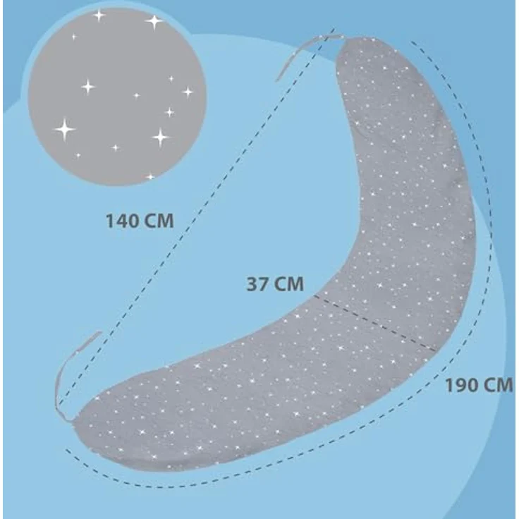 Totsy Baby Seitenschläferkissen Schlafkissen für Seitenschläfer 190 cm - Kuschelkissen Pregnancy Pillow Pillows for Sleeping Lagerungskissen Langes Kissen mit Bezug Oeko-Tex – Bild 4