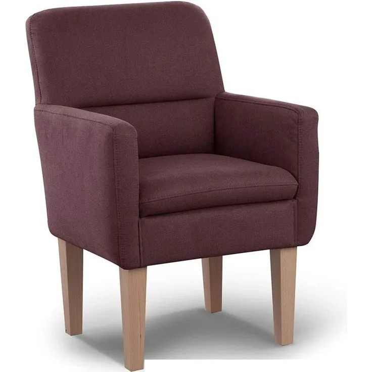 CAVADORE Diningsessel Kira / Polstersessel für Küche, Esszimmer oder Wohnküche / Passend zur Küchengarnitur Kira / Leichte Fleckenentfernung dank Soft Clean / 66 x 96 x 71 / Flachgewebe: Weinrot