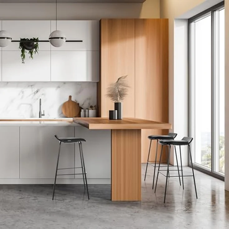 Hjh Office LONSO 10, Barhocker mit schmutzabweisendem Kunstlederbezug, zeitloses Design – Bild 2