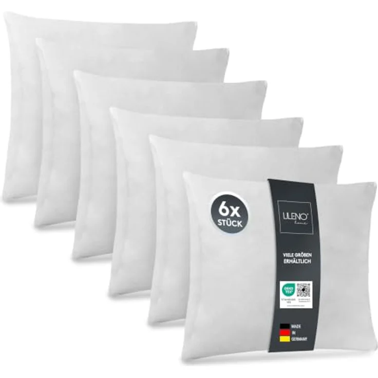 LILENO HOME Kissenfüllung 65x65 (6er Set) | Pralle Füllung für Couchkissen & Dekokissen | Hypoallergen, Made in Germany, Oeko-Tex Klasse 1 – Bild 1