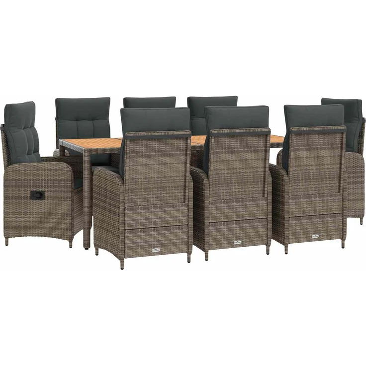 vidaXL Outdoortisch-Set 9 stk. Hellgrau und Dunkelgrau 3422289 – Bild 2