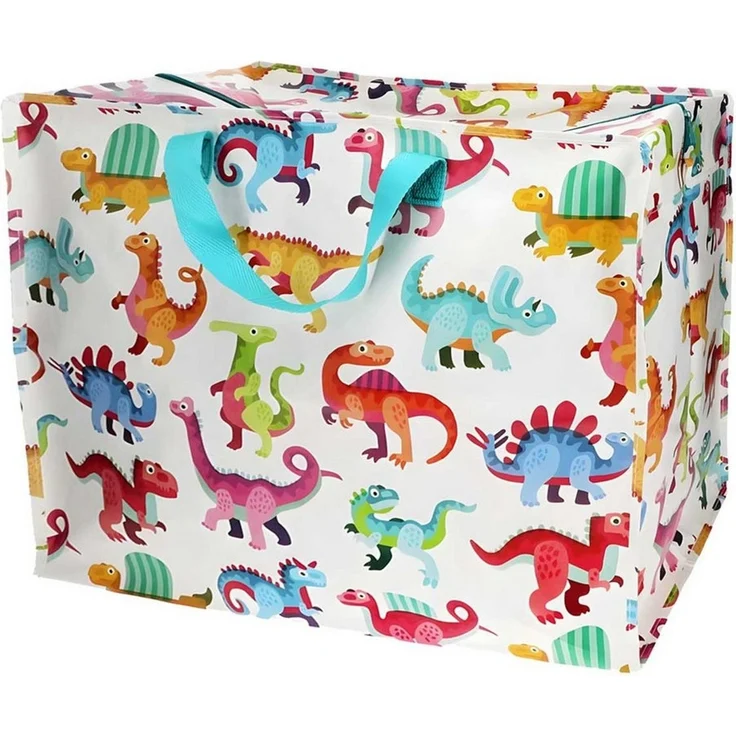 LS-LebenStil Aufbewahrungstasche XXL Jumbo Bag Baby Dinos 55cm Recycelt Nachhaltig Einkaufstasche (Unterbettkommode Organizer Aufbewahrungsbox, 1-tlg, Einkaufstasche mit Reißverschluss Shopper Riesentasche Tragetasche), Aufbewahrung von Bettwäsche Klei... – Bild 2