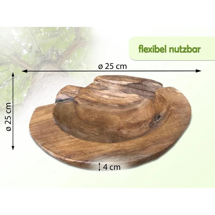 Amagohome Dekoschale Teakholz Schale Ø 25 cm Einzigartiges Naturprodukt aus Wurzelholz – Bild 3