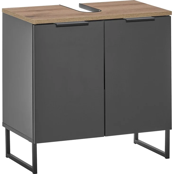 Badezimmer-Set >Denver< (3-tlg.) in schwarz / Evoke Eiche Dekor - 140x195x35 (BxHxT) – Bild 3